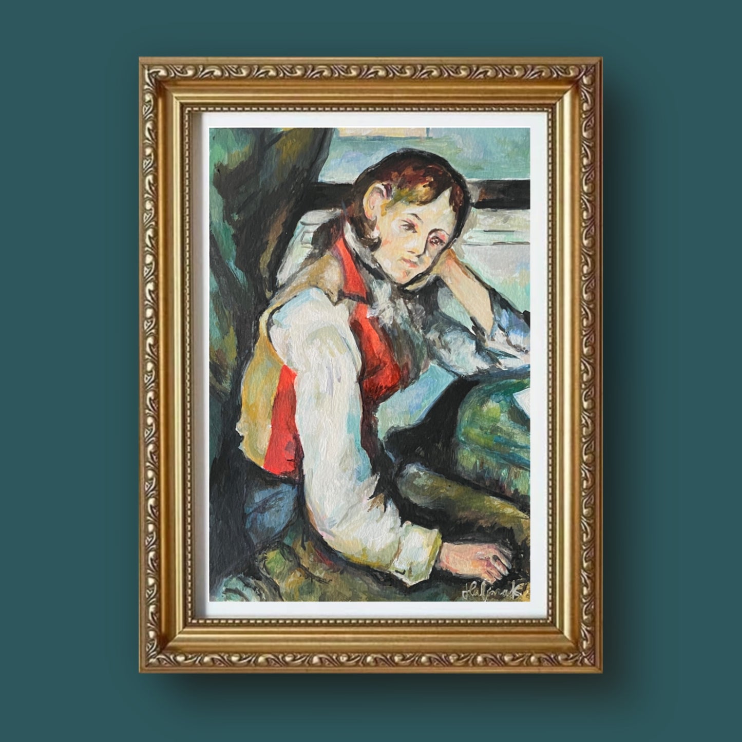 gold framed gouache painting completed by halima khanum 