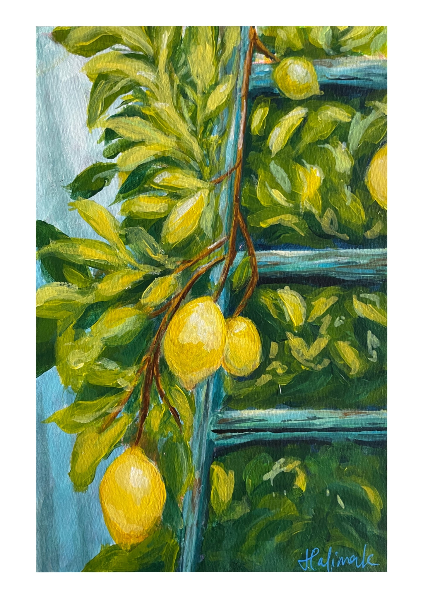 original acrylic lemon painting for interior design lovers 